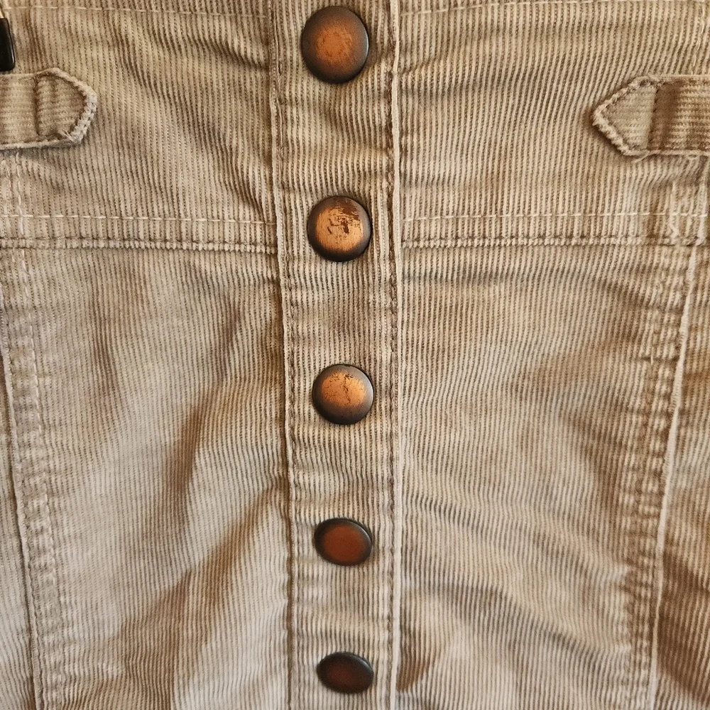 GAP Y2K Button-Front Corduroy Mini Skirt in Taupe Tan Small 4 Cotton